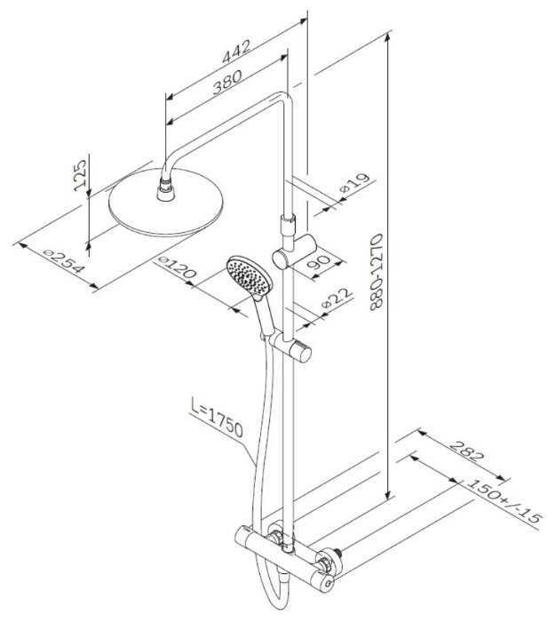 Душевая стойка AM.PM Like F0780400, хром фотография 6