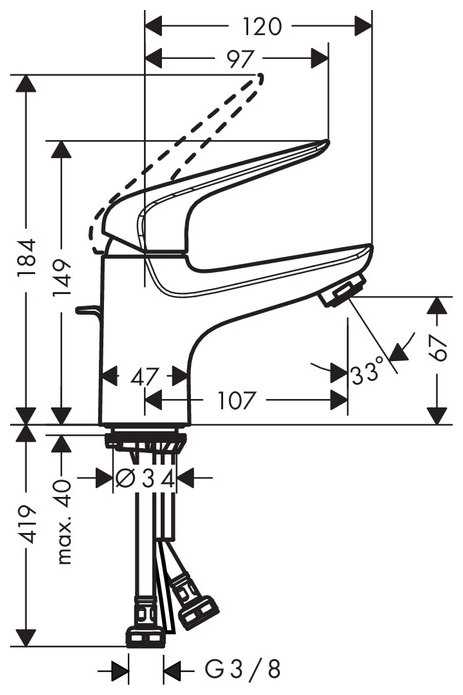 Смеситель для раковины (умывальника) hansgrohe Novus 71020000, рычажный фотография 1