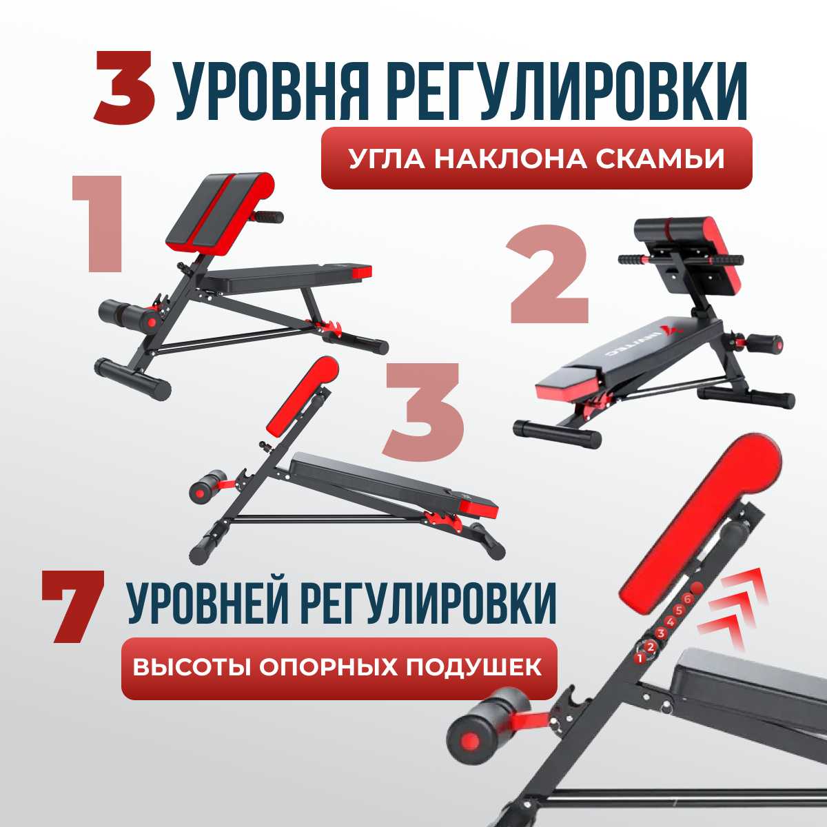 Скамья для жима и пресса для дома INVITEC FS-1210B фотография 2