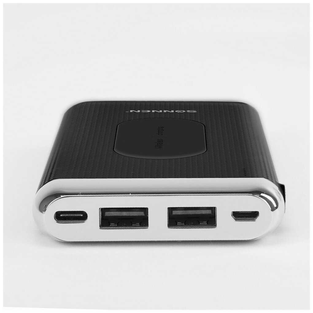 Аккумулятор внешний 8000mAh SONNEN POWERBANK K802 беспроводная зарядка, 2USB, литий-полимер, 263030 фотография 7