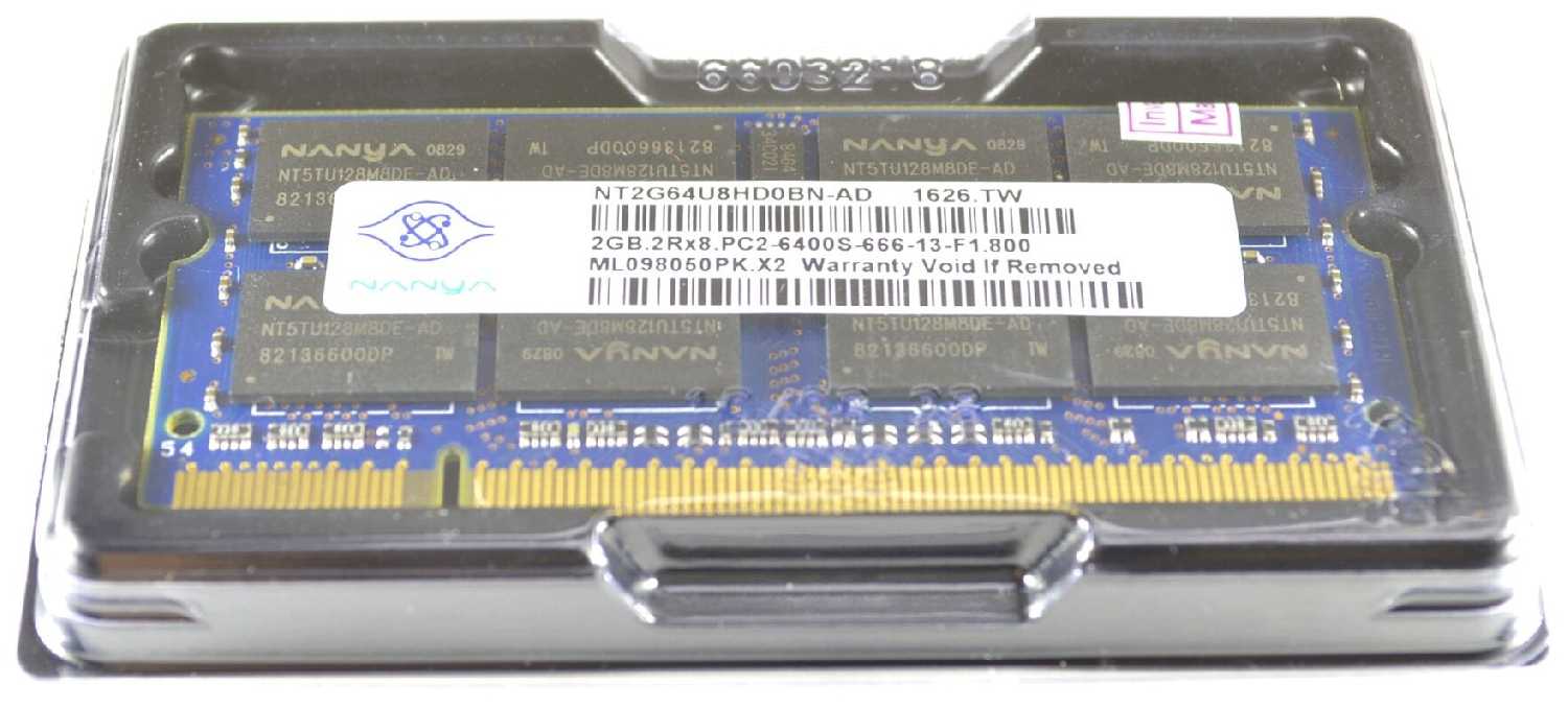 Оперативная память Nanya 2 ГБ DDR2 800 МГц SODIMM CL6 NT2GT64U8HD0BN-AD фотография 3