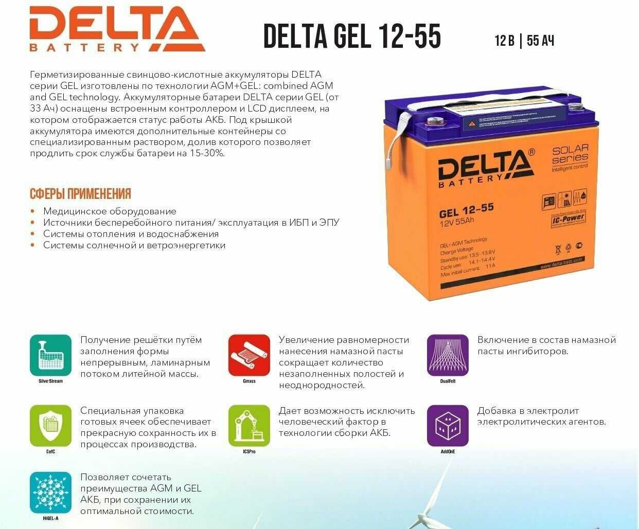 Аккумуляторная батарея DELTA Battery GEL 12-33 (12В) фотография 8