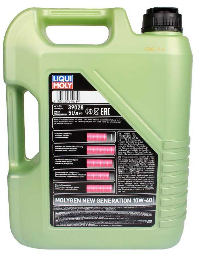 Синтетическое моторное масло LIQUI MOLY Molygen New Generation 10W-40 фотография 13