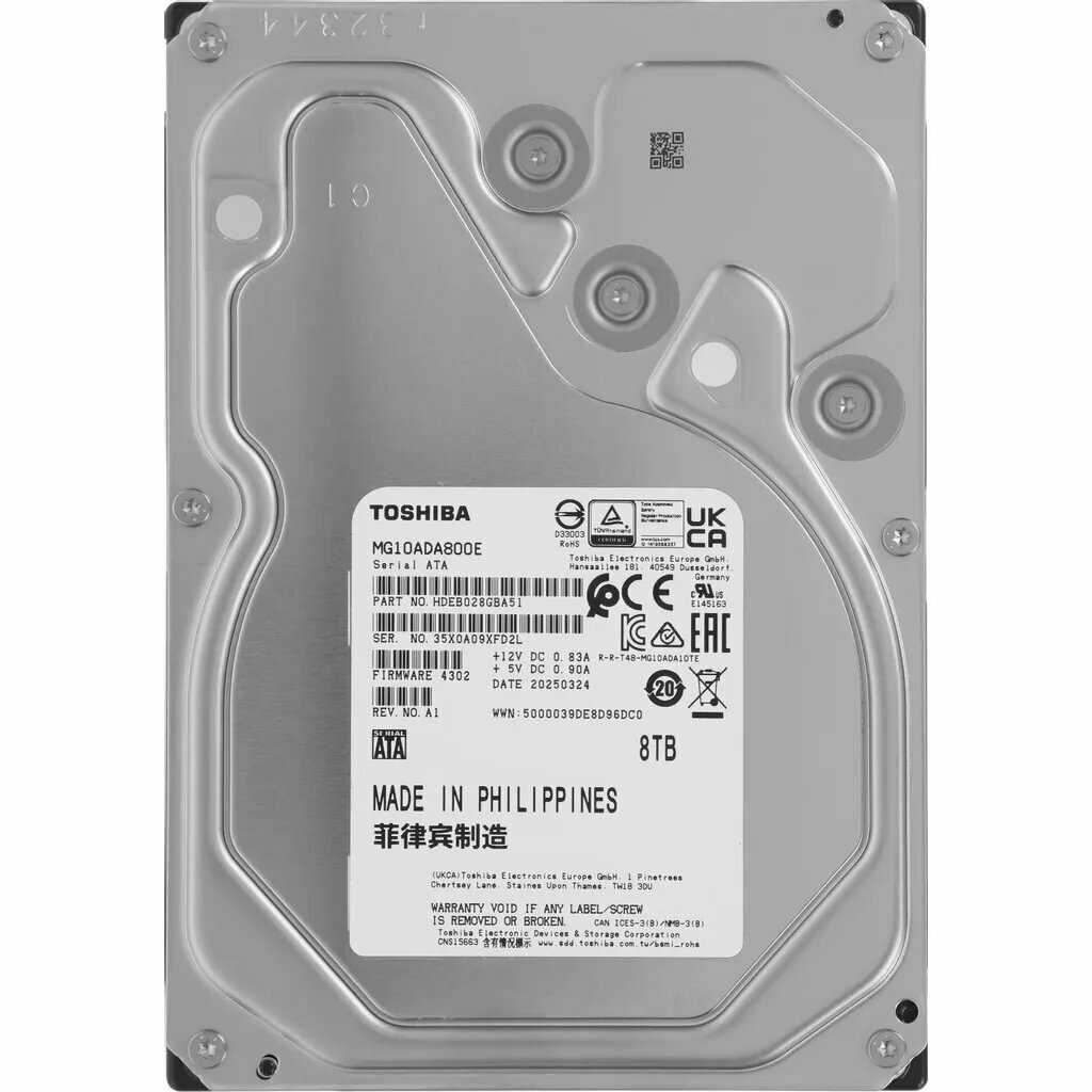 Жесткий диск Toshiba MG10ADA800E [SATA-III Server Enterprise Capacity 512E 7200rpm 512Mb 3.5