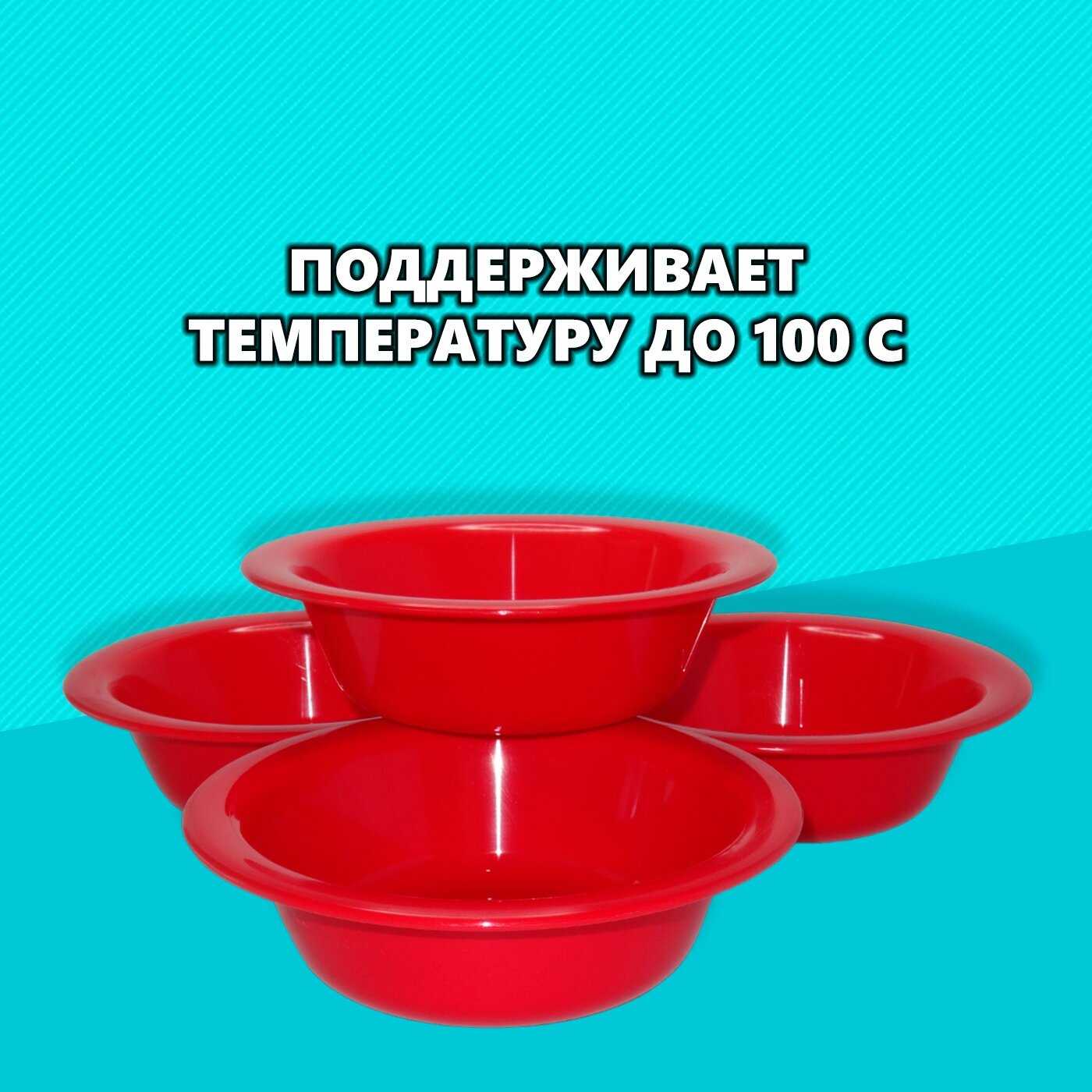 Тарелка пластиковая многоразовая (под первое блюдо) комплект из 4-х предметов фотография 1