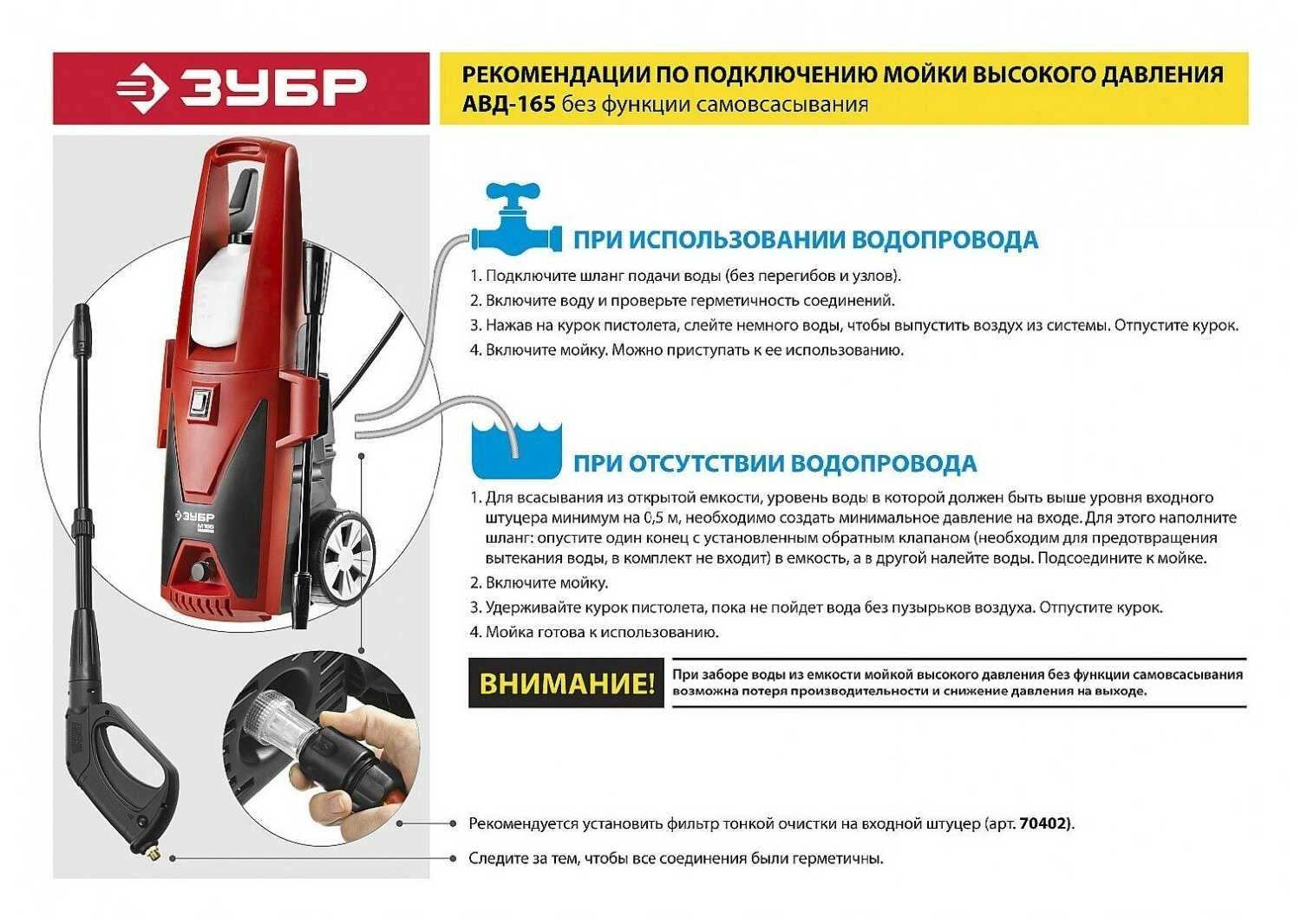 Мойка высокого давления ЗУБР АВД-165 фотография 12