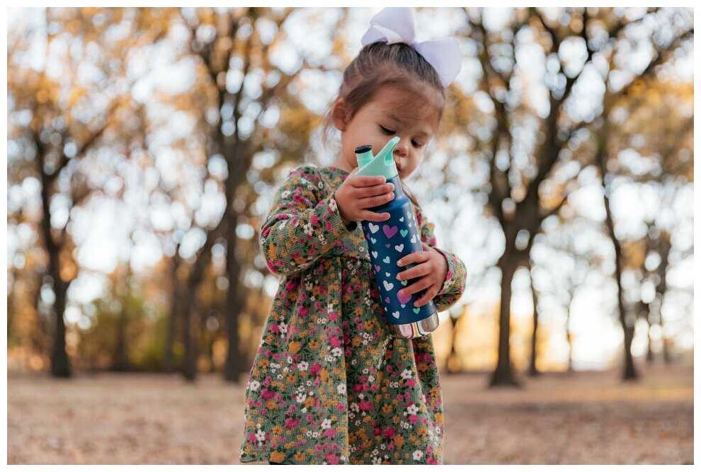 Детская термобутылка Klean Kanteen Insulated Kid Classic Narrow 12oz (355мл) Navy Hearts 1008873 фотография 2
