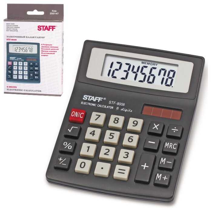 Калькулятор настольный STAFF STF-8008 (коробка) фотография 1