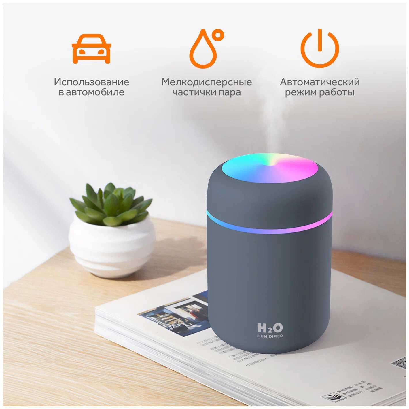 Аромадиффузор-ночник USB Colorful Humidifier H2O фотография 12