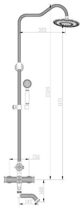Душевая стойка ZorG Antic A 403DS-SL, серебро фотография 1