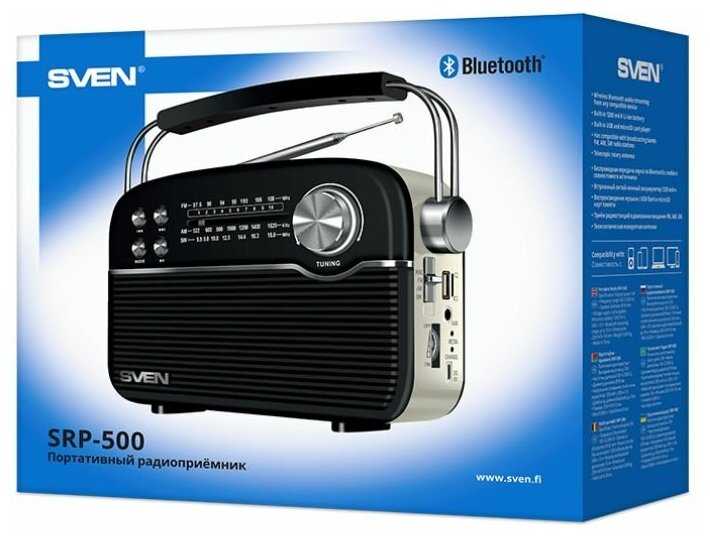 Радиоприемник SVEN SRP-500 (3 Вт, Bluetooth, FM/AM/SW, USB, microSD, AUX, встроенный аккумулятор) фотография 4