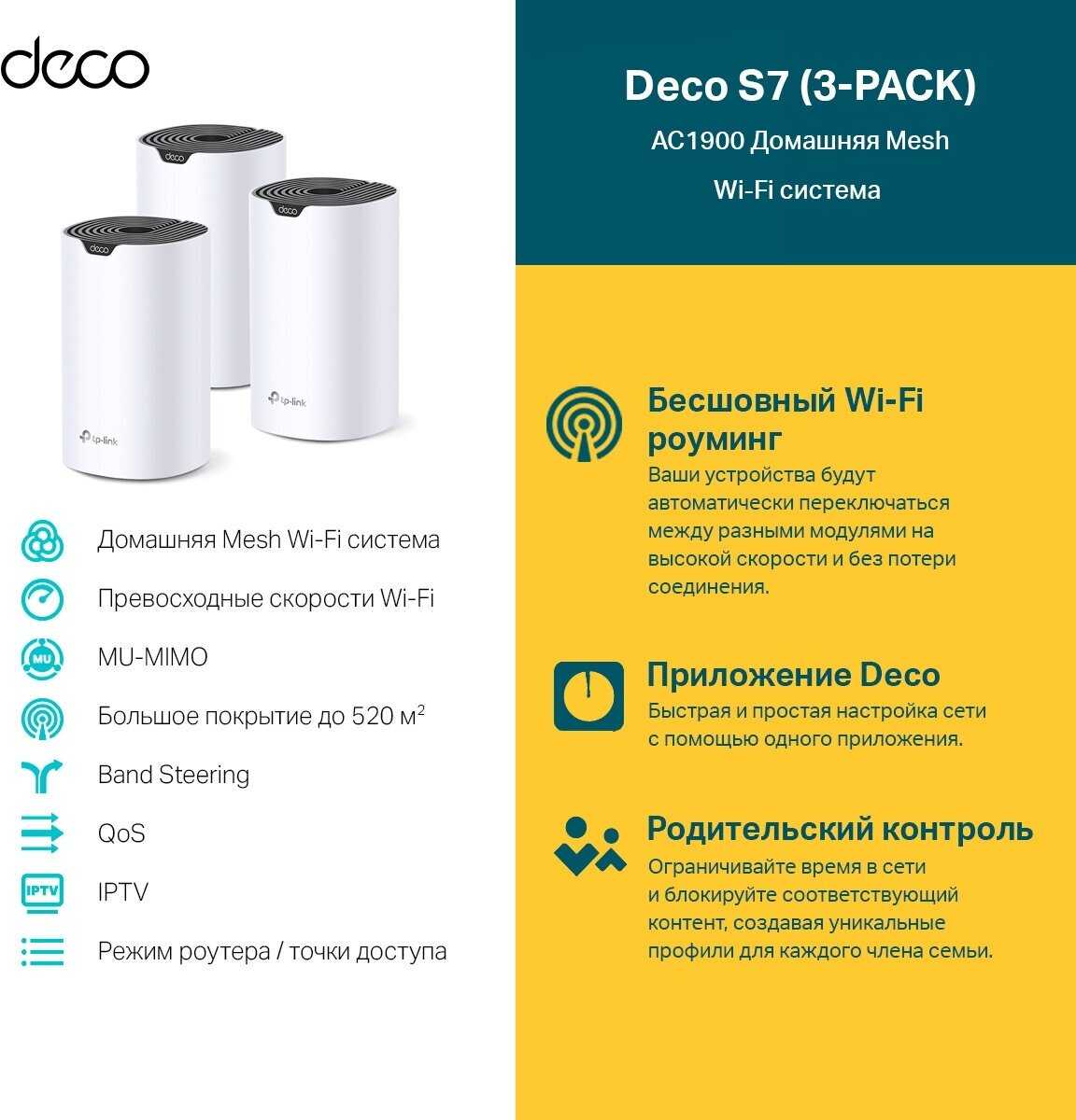 Сетевое оборудование Tp-link Deco S7 3-pack (AC1900) фотография 8