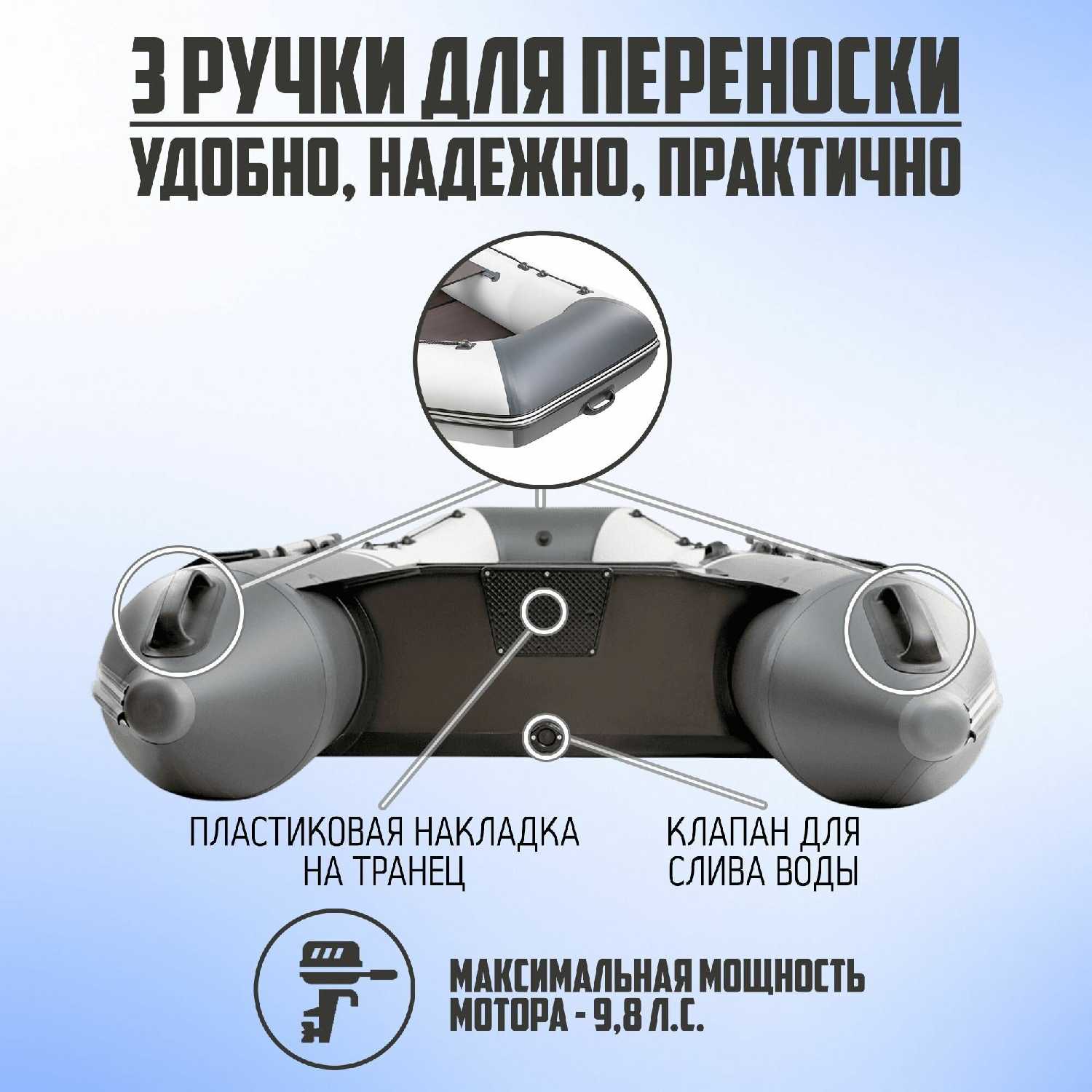 Лодка ПВХ Броня-320 СК слань+киль фотография 15