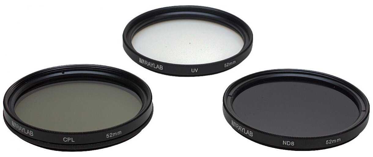 Набор из 3 фильтров RayLab (UV, CPL, ND8) 52mm