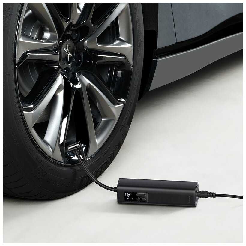Портативный насос для авто, мячей BASEUS Super Mini Inflator Pump, Компрессор с фонариком, черный, CRCQ000001 фотография 7