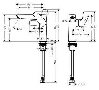 Смеситель для раковины (умывальника) hansgrohe Talis E 71755000, рычажный фотография 3