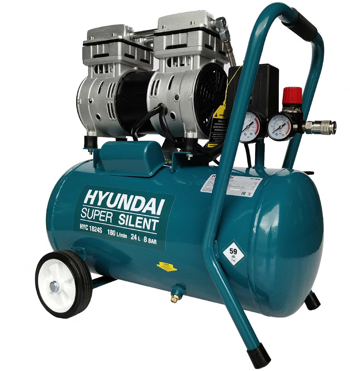 Компрессор безмасляный HYUNDAI HYC 1824S, 1 кВт фотография 5