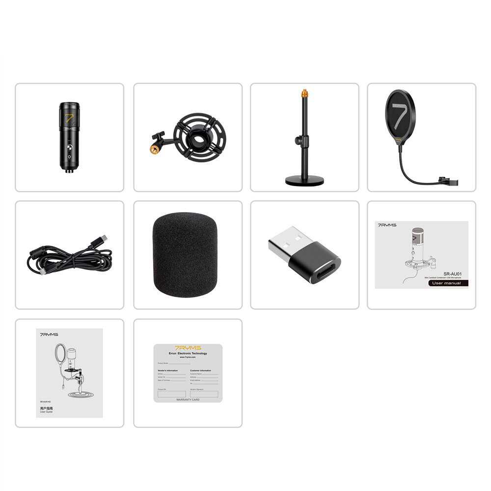 USB микрофон SR-AU01-K2 комплект со стойкой и ПОП-фильтром фотография 5