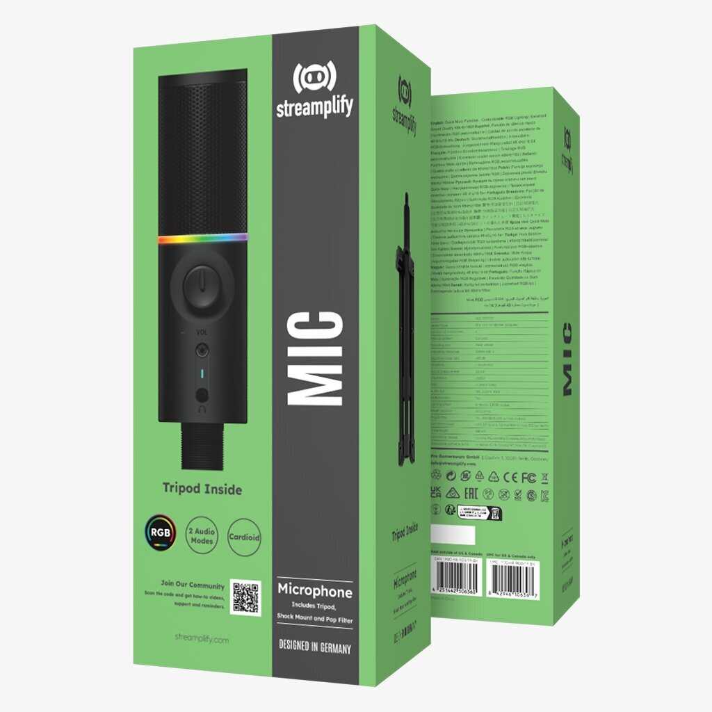 Микрофон Streamplify MIC TRIPOD (MIC-48-RGB-TP-BK) фотография 9