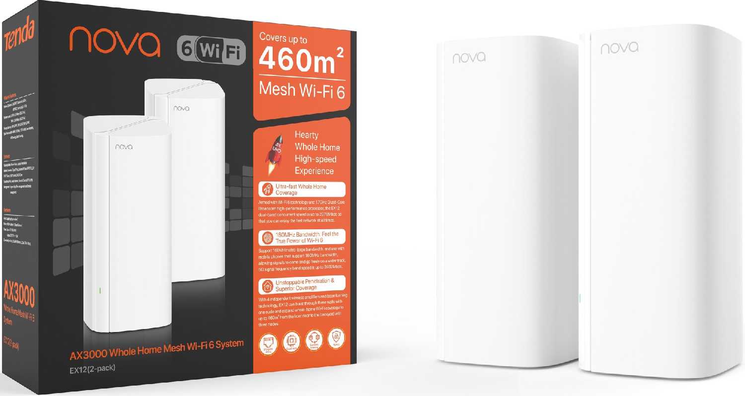 Двухдиапазонная Wi-Fi Mesh система Tenda AX3000 WI-FI EX12(2-Pack) фотография 5