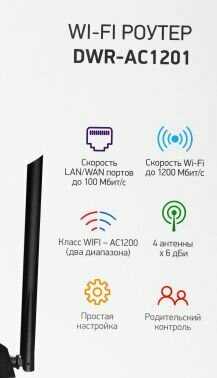 Роутер беспроводной Digma DWR-AC1201 AC1200 (DWR-AC1201) фотография 3