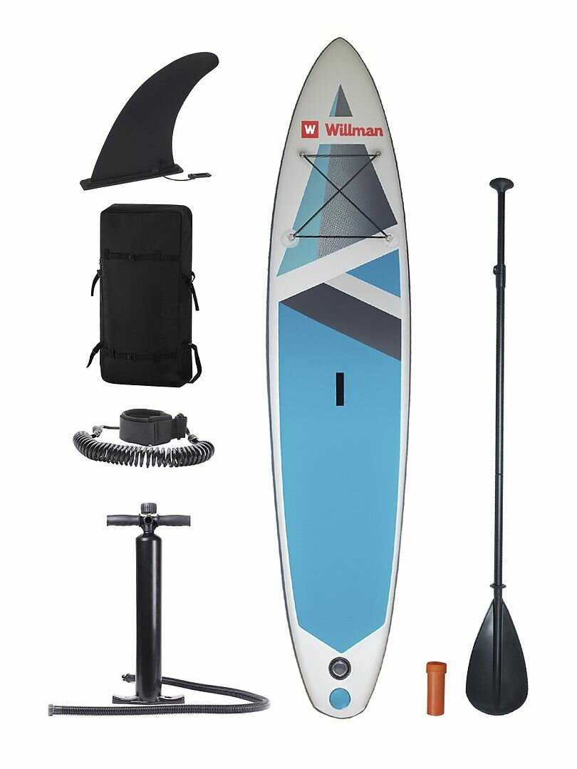 Сапборд Willman надувная доска для плавания с веслом, насос и сумка, поводок и плавник, с набором для ремонта фотография 8