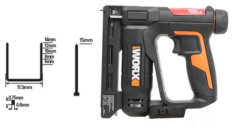 Степлер аккумуляторный WORX WX843.9, 20В, без АКБ и ЗУ фотография 1