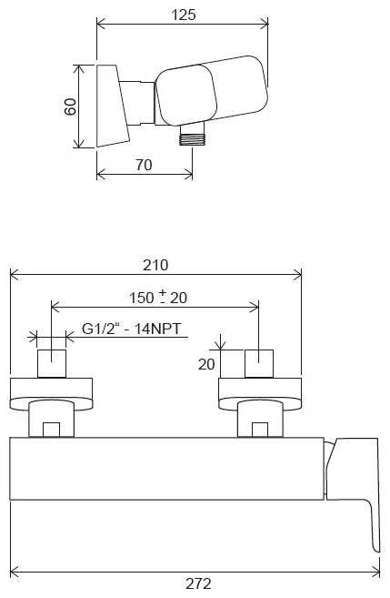 Смеситель для ванны RAVAK 10° Free TD F 032.00/150, рычажный фотография 1