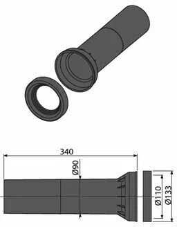 Соединительный патрубок для инсталляции AYVA Соединительный патрубок для инсталляции с уплотнением Ф90 x 300 мм (1103740014) фотография 1