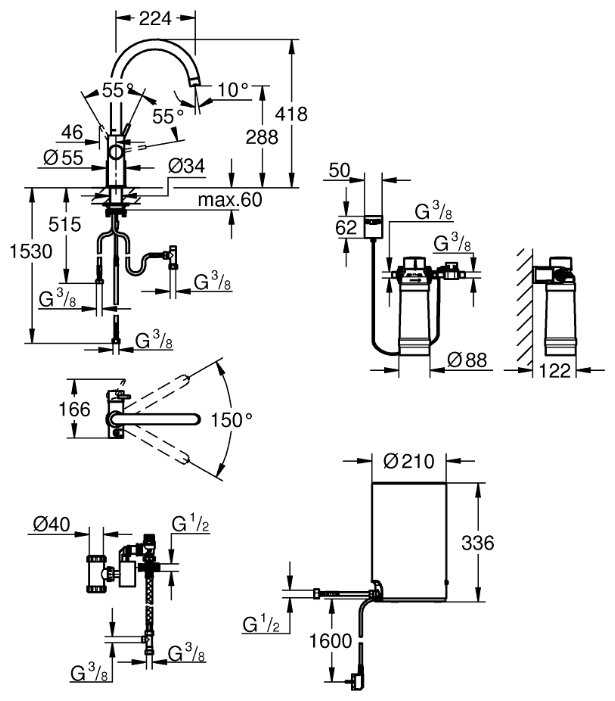Смеситель для кухни (мойки) Grohe Red Duo 30083001, рычажный фотография 2
