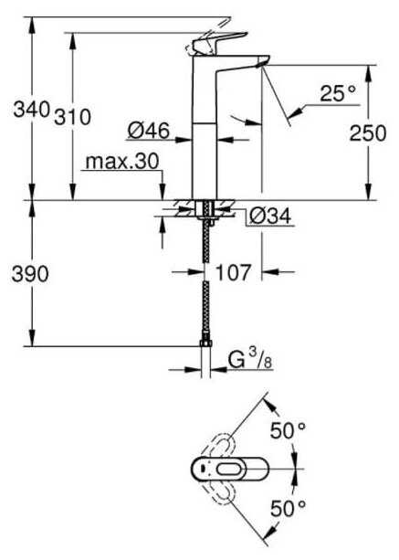 Смеситель для раковины (умывальника) Grohe BauLoop 23764000, рычажный фотография 1