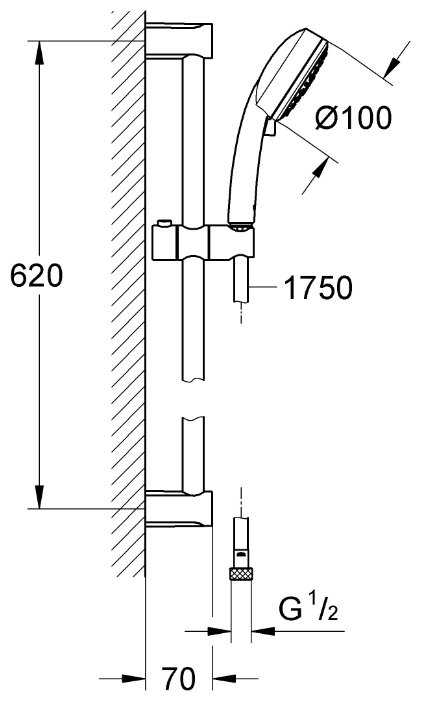 Душевой гарнитур Grohe New Tempesta Cosmopolitan 100 27786002, хром фотография 1