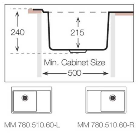 Врезная кухонная мойка TopZero Micro MM780.510.60 L, 51х78см, нержавеющая сталь фотография 2