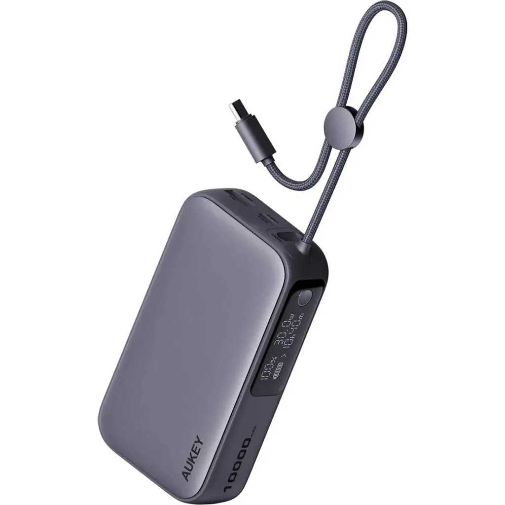 Внешний аккумулятор Aukey Spark Sling [PB-Y47, 10000 мАч, 30 Вт, с дисплеем, с встроенным кабелем Type-C] фотография 9