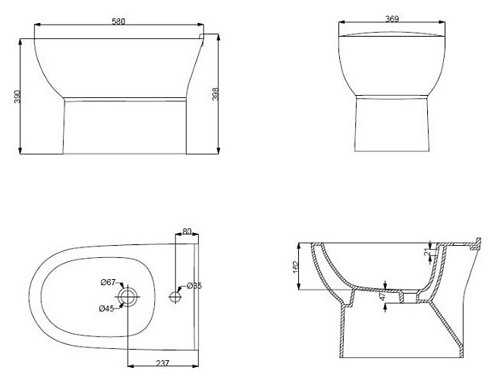 Биде напольное AXA Zero Z15065 с вертикальным выпуском фотография 1