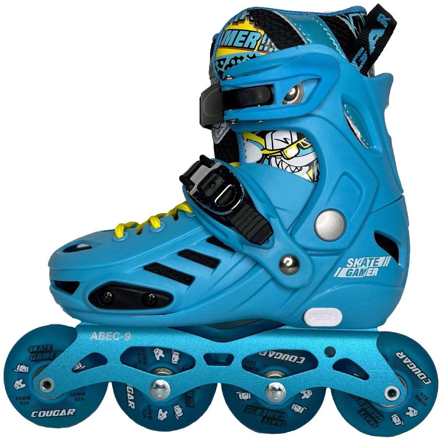 Детские раздвижные роликовые коньки для фрискейта размер S (31-34) голубые