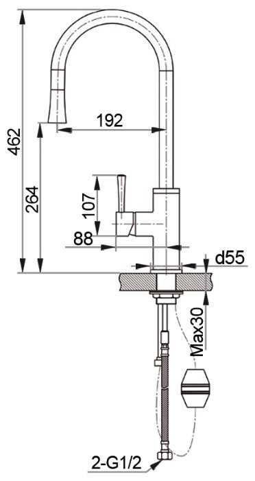 Смеситель для кухни (мойки) Raiber Focus R6502, рычажный фотография 1