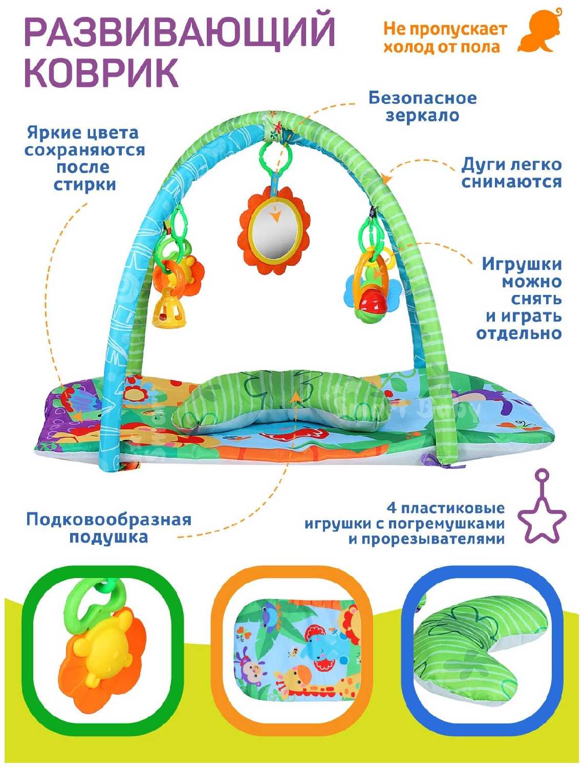 Детский развивающий коврик 
