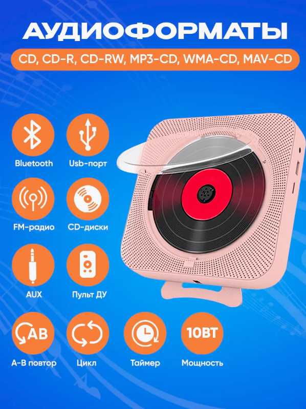 CD проигрыватель для дисков / cd плеер с USB, радио, пульт ДУ, дисплеем (зеленый) фотография 11