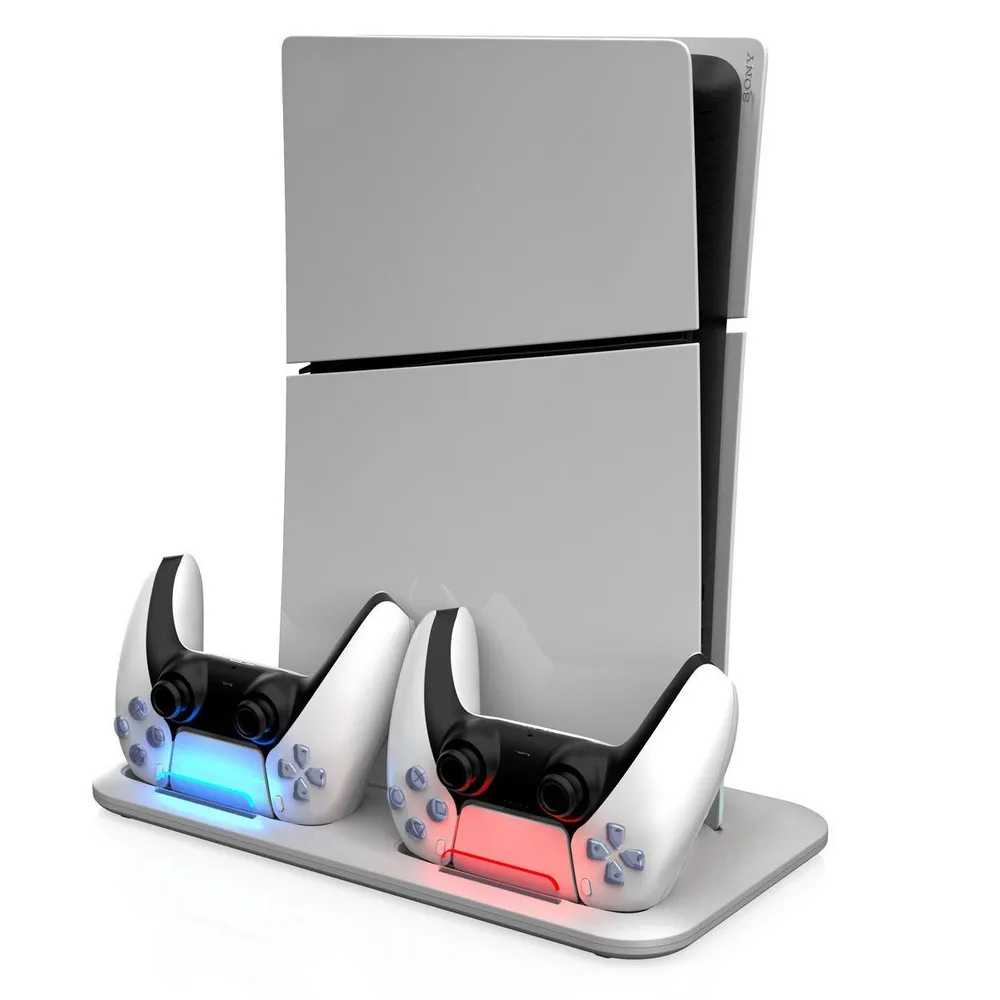 Подставка для игровой консоли PS5 slim с охлаждением + зарядная станция для 2-х геймпадов PS5 DualSense фотография 3