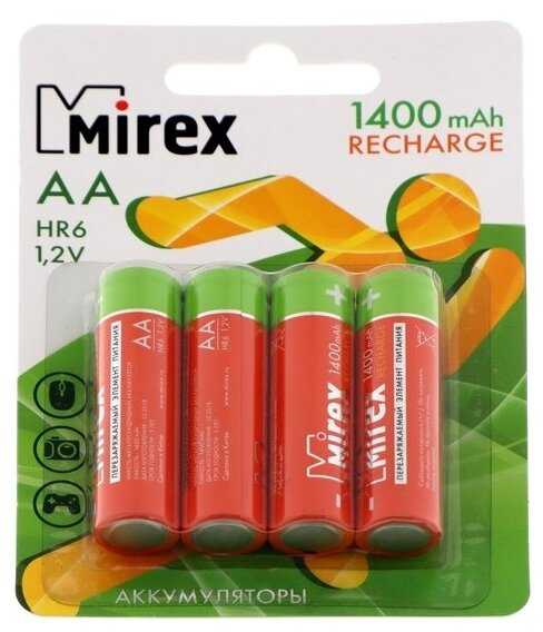 Аккумулятор Ni-Mh 1400 мА·ч 1.2 В Mirex Recharge HR6 AA