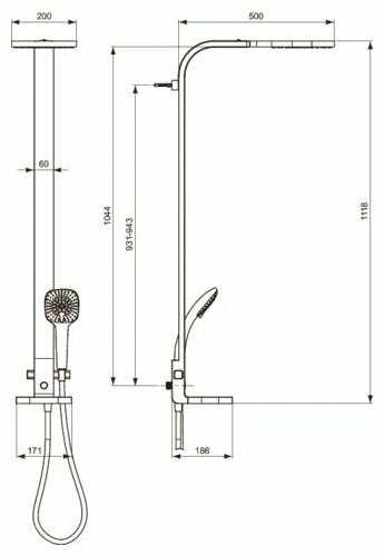 Душевая стойка Ideal STANDARD IdealRain Cube B0399AA, хром фотография 1
