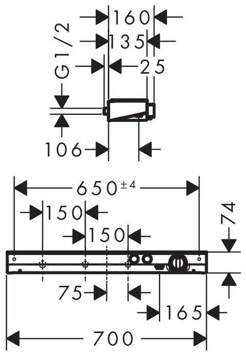 Смеситель для душа hansgrohe ShowerTabletSelect 700 13184400, рычажный фотография 1