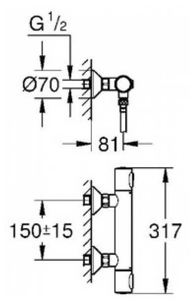 Душ гигиенический с термостатом 1 режим струи Grohe Grohtherm 500 3479326354 фотография 2