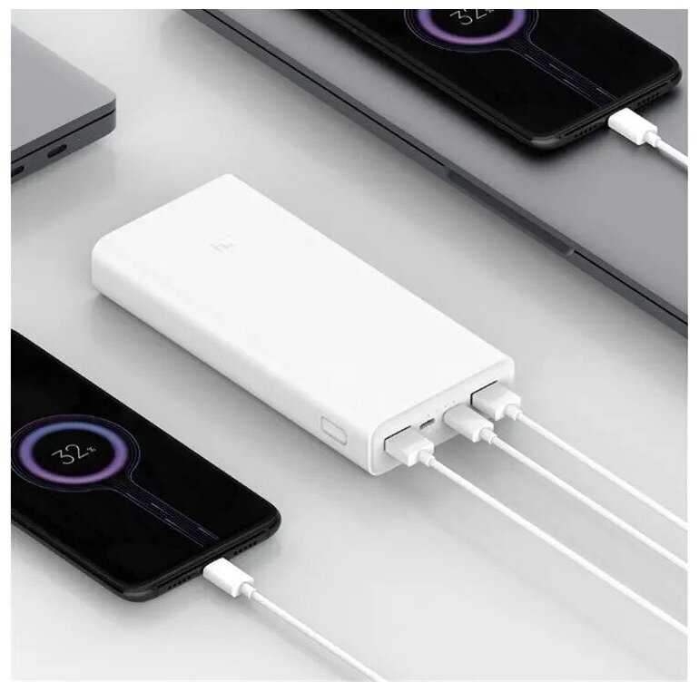 Внешний аккумулятор оригинал Xiaomi Mi Power Bank 3 20000 mAh с двухсторонней быстрой зарядкой фотография 3