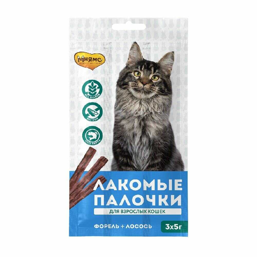 Лакомство для кошек Мнямс Лакомые палочки Утка с кроликом фотография 28