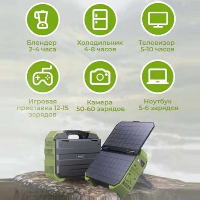 Внешний аккумулятор ELECTROWAY Портативная зарядная станция со встроенной солнечной панелью (192000мАч 1000 Вт) фотография 4