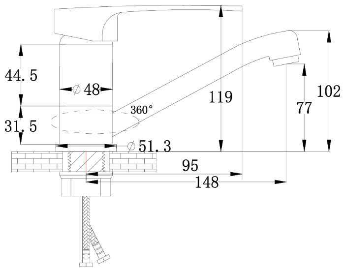 Смеситель для кухни (мойки) Ростовская Мануфактура Сантехники SL52-004FB-15, рычажный фотография 1