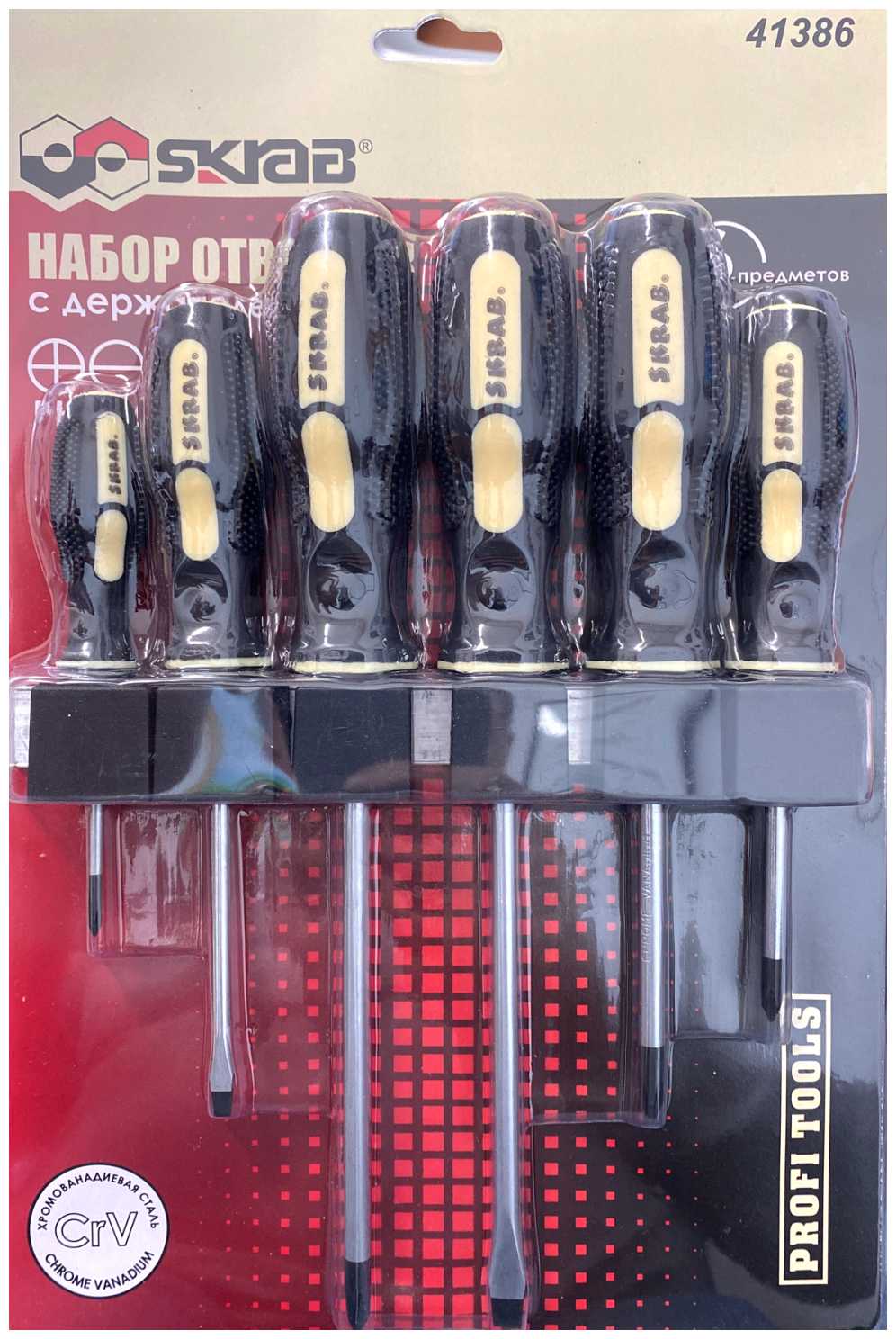 Набор отверток 6 пр. с держателем Cr-V SKRAB 41386