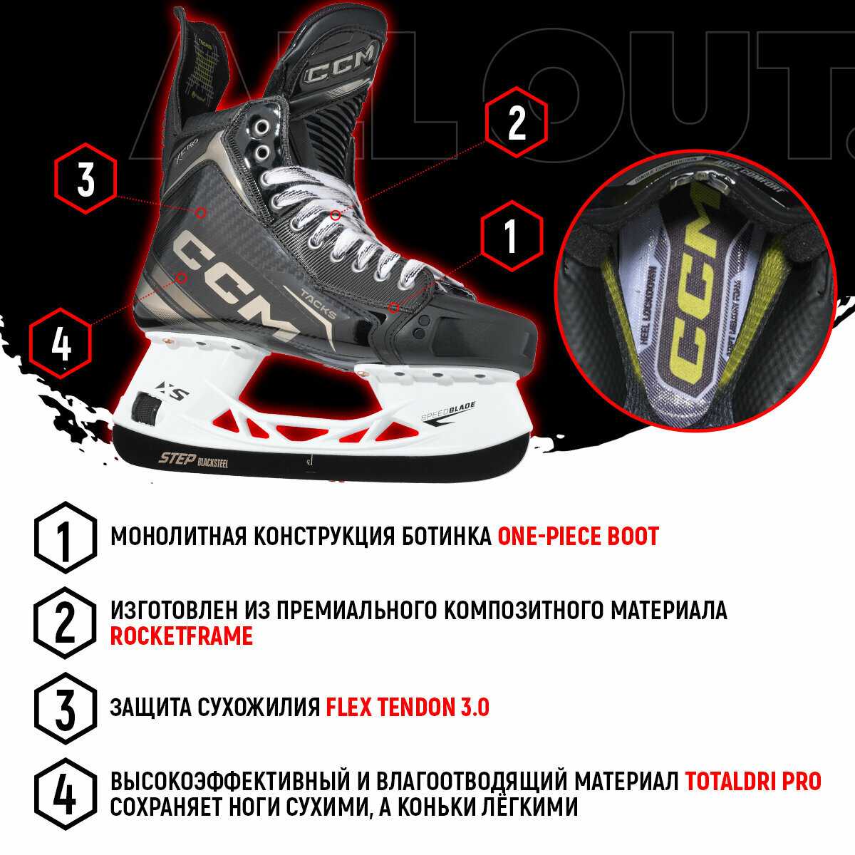 Коньки хоккейные подростковые CCM SK TACKS XF PRO IN REGULAR (38) фотография 1
